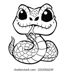 Vector Illustration of Cartoon Snake - Coloring book for kids