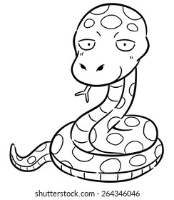 Vector Illustration of Cartoon Snake - Coloring book