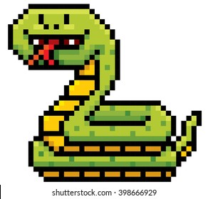 Vector Illustration of Cartoon Snake - Pixel design