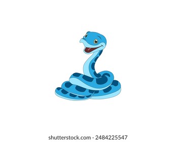 Vector illustration of a cartoon snake with its tongue hanging out	