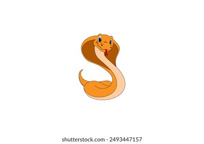 Vector illustration of a cartoon snake with its tongue hanging out	