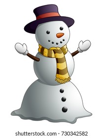 Vector illustration of Cartoon snowman isolated on white background