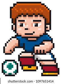 Vector illustration of Cartoon Soccer player - Pixel design