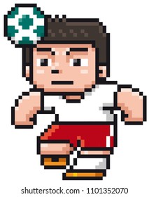 Vector illustration of Cartoon Soccer player - Pixel design