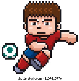 Vector illustration of Cartoon Soccer player - Pixel design