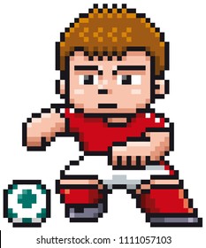 Vector illustration of Cartoon Soccer player - Pixel design