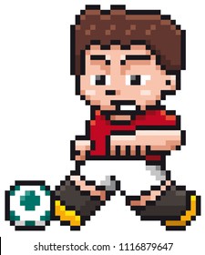 Vector illustration of Cartoon Soccer player - Pixel design