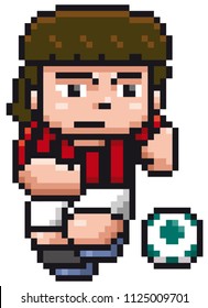 Vector illustration of Cartoon Soccer player - Pixel design