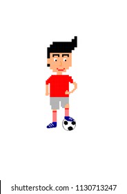 Vector illustration of Cartoon Soccer player - Pixel design