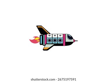 Vektorgrafik des Cartoon Space Shuttle auf weißem Hintergrund