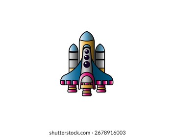 Ilustração vetorial do ônibus espacial de desenho animado sobre fundo branco