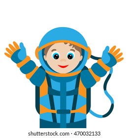 Vector illustration. Cartoon spaceman  isolated on white background