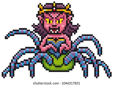 Vector illustration of Cartoon Spider monster - Pixel design