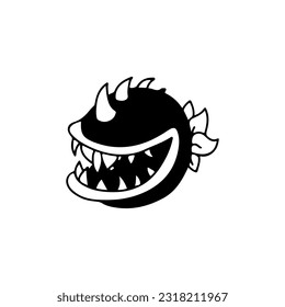 vector illustration of cartoon spooky black monster character