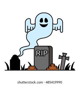 Vector illustration - Cartoon spooky Ghost character 