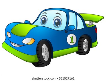 Vector illustration of Cartoon sport blue car
