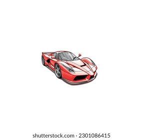 Vector illustration of a cartoon sports car from the 90s	