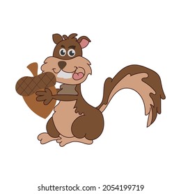 vector illustration cartoon squirrel holding acorn