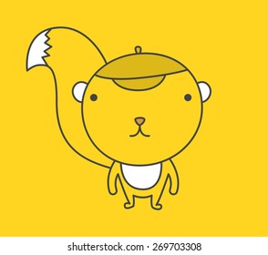 vector illustration cartoon squirrel wearing hat