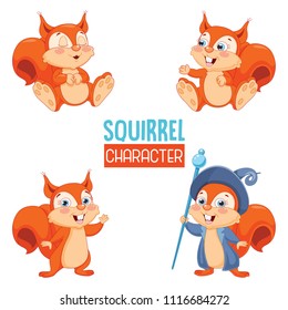 Vector Illustration Of Cartoon Squirrels