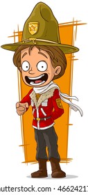 A vector illustration of cartoon standing canadian ranger in hat