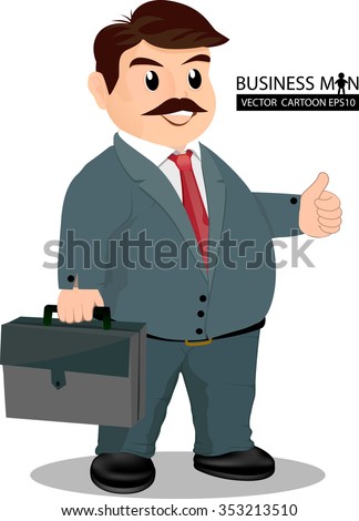 Vector Illustration Cartoon Standing Fat Businessman Stock Vector