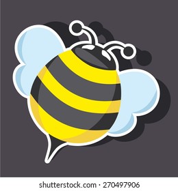 Vector illustration of a cartoon stickers of bee