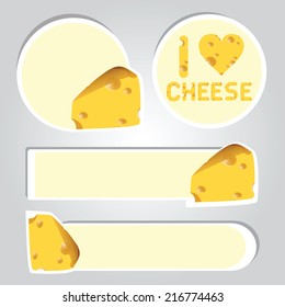 Vector illustration of  cartoon stickers of cheese