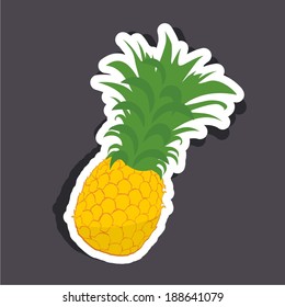 Vector illustration of a cartoon stickers of fruits - pineapple