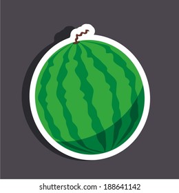 Vector illustration of a cartoon stickers of fruits - watermelon