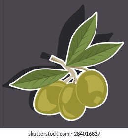 Vector illustration of a cartoon stickers of green  olive branches