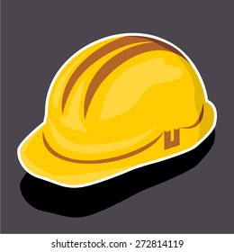 Vector illustration of a cartoon stickers of safety helmet, hard hat