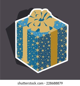 Vector illustration of a cartoon stickers set of isolated christmas object - present