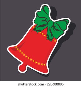 Vector illustration of a cartoon stickers set of isolated christmas object - bells