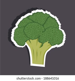 Vector illustration of a cartoon stickers of vegetables - broccoli