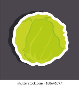 Vector illustration of a cartoon stickers of vegetables - cabbage