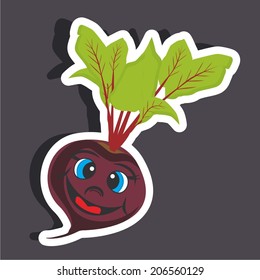 Vector illustration of a cartoon stickers of vegetables - funny beetroot