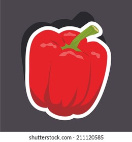 Vector illustration of a cartoon stickers of vegetables - red pepper