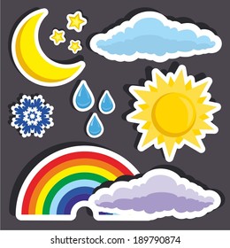 Vector illustration of a cartoon stickers of weather