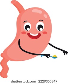 Vector illustration of a cartoon stomach with a spoon