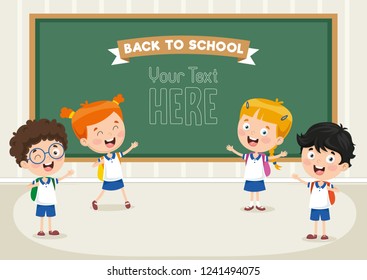 Vector Illustration Of Cartoon Students