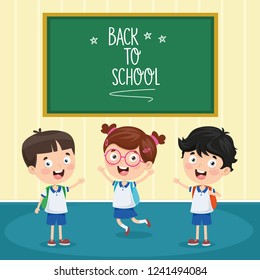 Vector Illustration Of Cartoon Students