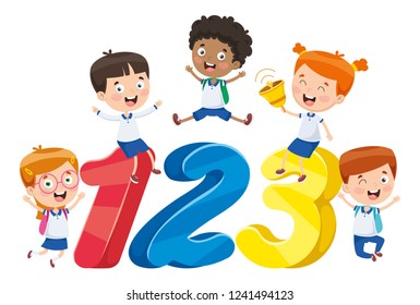Vector Illustration Of Cartoon Students