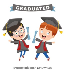 Vector Illustration Of Cartoon Students