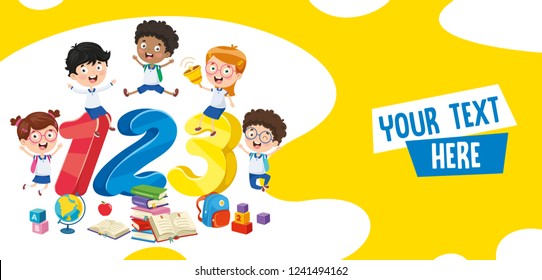 Vector Illustration Of Cartoon Students