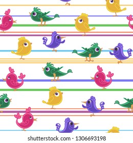 Vector illustration cartoon style of bird.  Seamless pattern  with cartoon birds