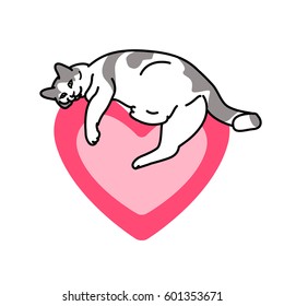 Vector illustration in cartoon style of cat lying