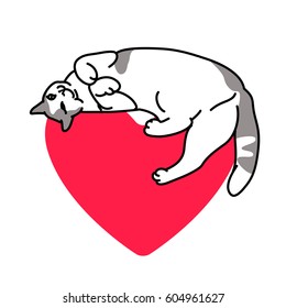 Vector illustration in cartoon style of cat lying