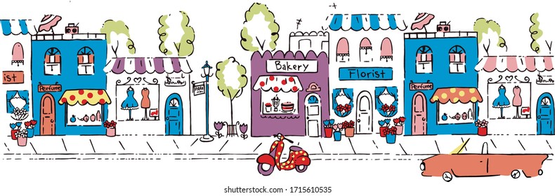 Vector illustration of cartoon style city.
