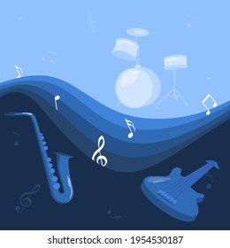 Vector illustration in cartoon style . Conceptual background music.